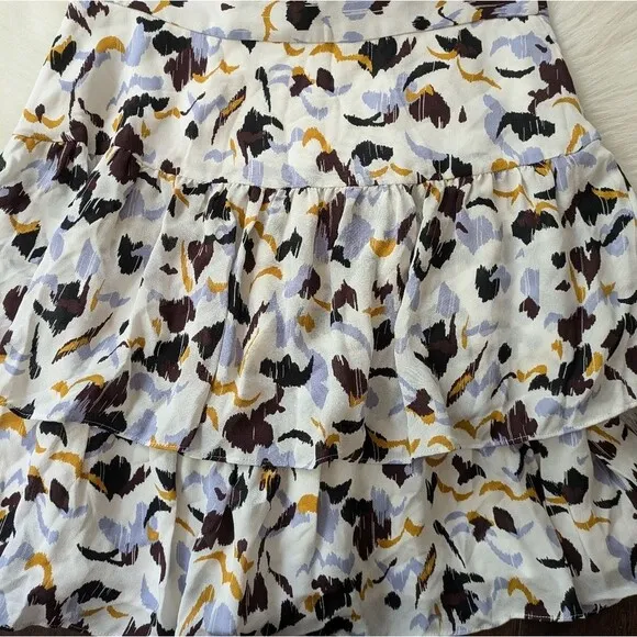 NWT ALC 100% Silk Baxter Printed Tiered Ruffle Skirt size 6 boho coquette
