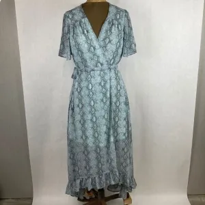 NWT Dee Elly Tie Accent Wrap Dress Snake Print Sheer Maxi