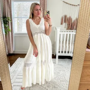 NWT Sanctuary Lace Eyelet Maxi Dress in Ivory S $169