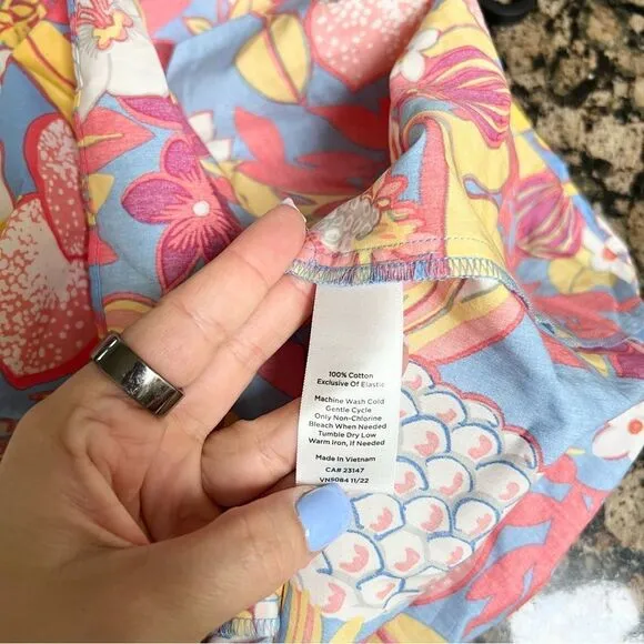 NWT Talbots Maxi Skirt Fruits &amp; Flowers Tiered Poplin Boho Size M Cotton