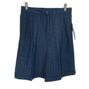NWT Vintage 90s Blue Green Super High Waist Plaid Shorts Size 12