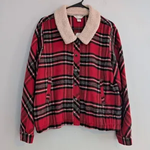 NWT Vintage Plaid Shacket Faux Sherpa Collar Fleece Chore Coat Size XLP