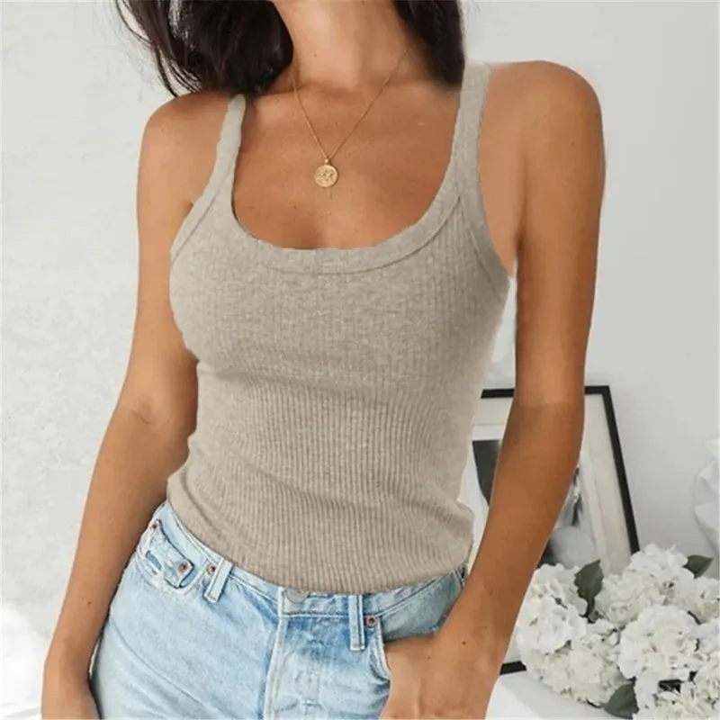 O Neck Summer Knit Vest Sleeveless Women Sexy Basic T-Shirt