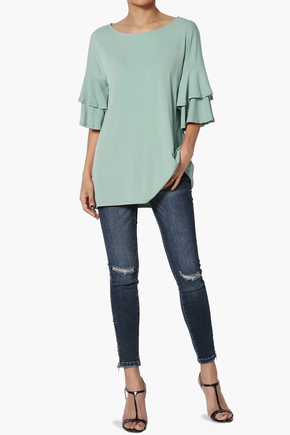 Omere Tiered Bell Sleeve Blouse