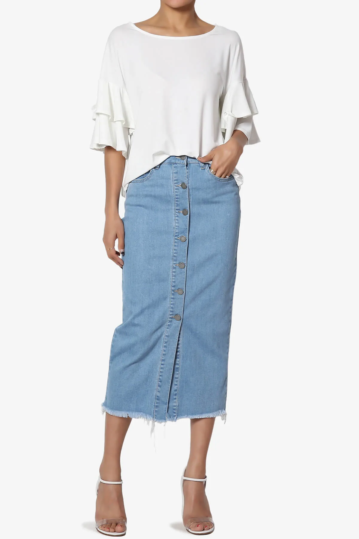 Omere Tiered Bell Sleeve Blouse