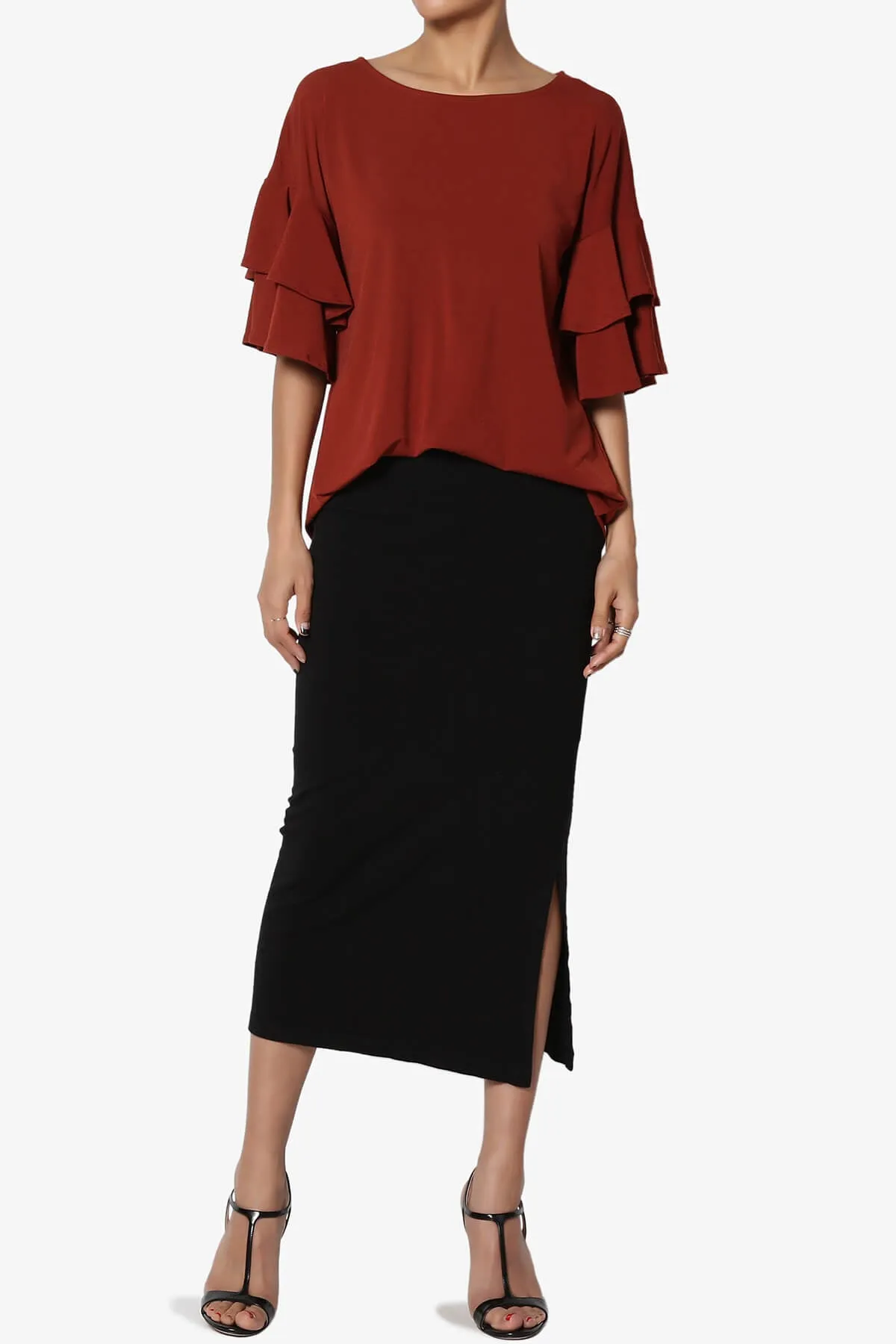 Omere Tiered Bell Sleeve Blouse