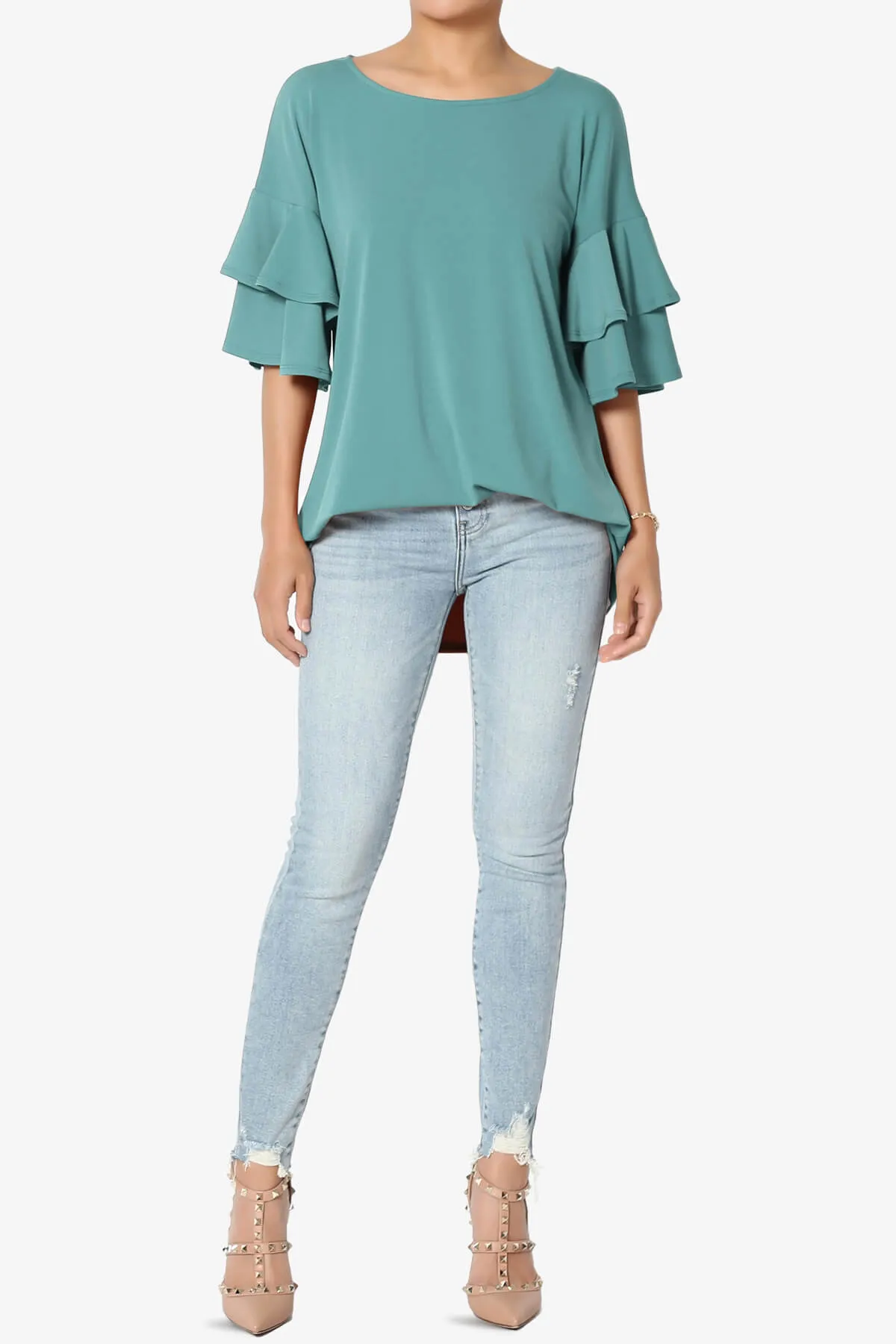 Omere Tiered Bell Sleeve Blouse