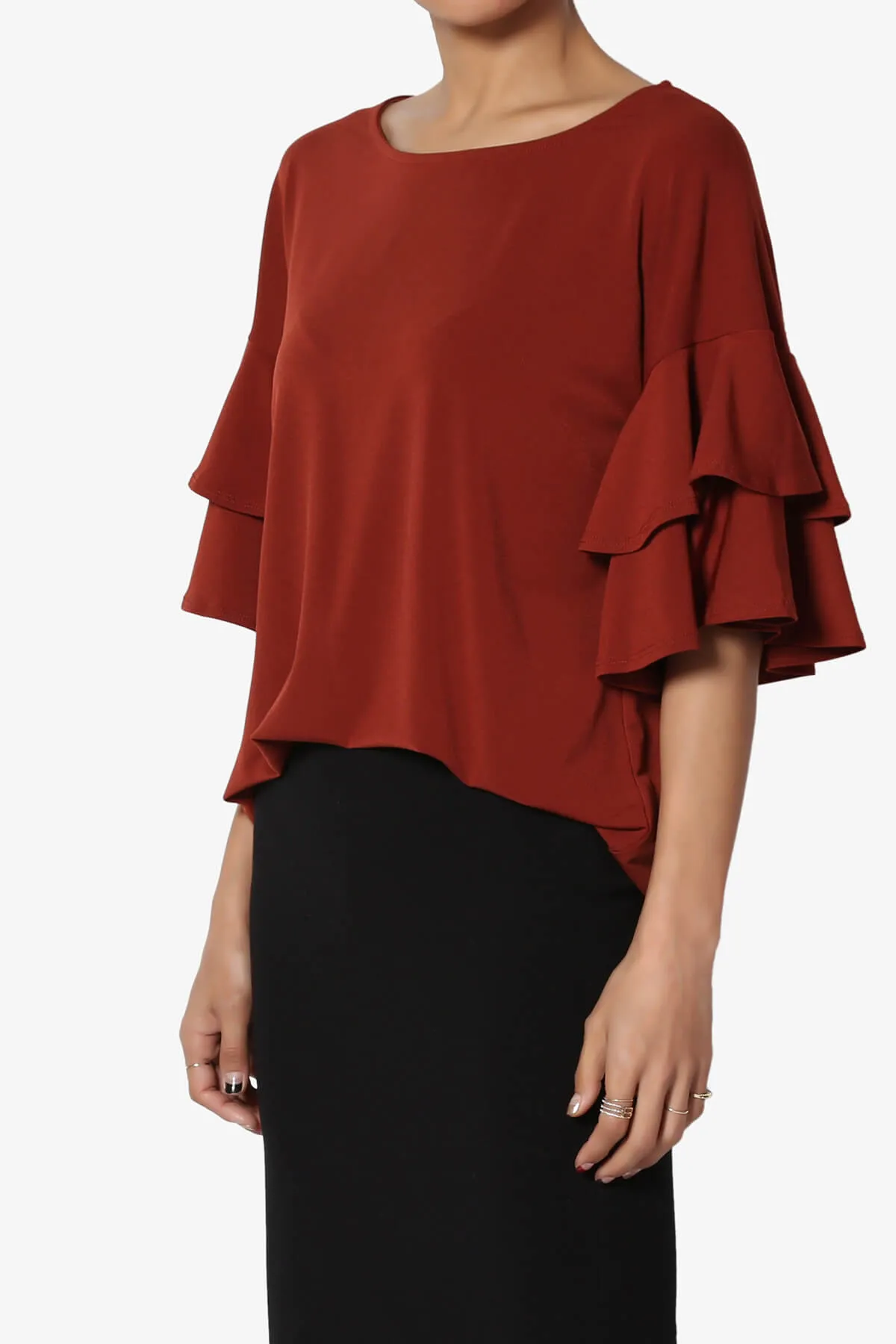 Omere Tiered Bell Sleeve Blouse