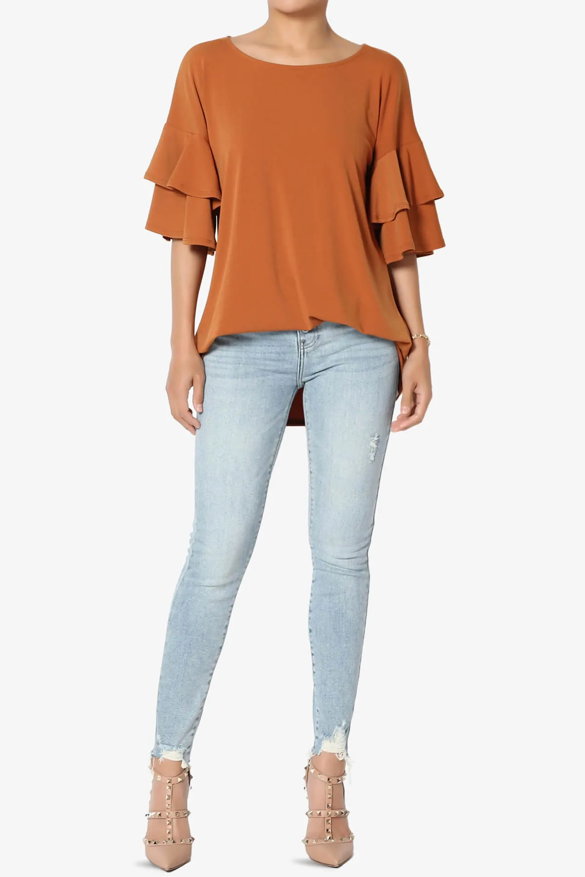 Omere Tiered Bell Sleeve Blouse