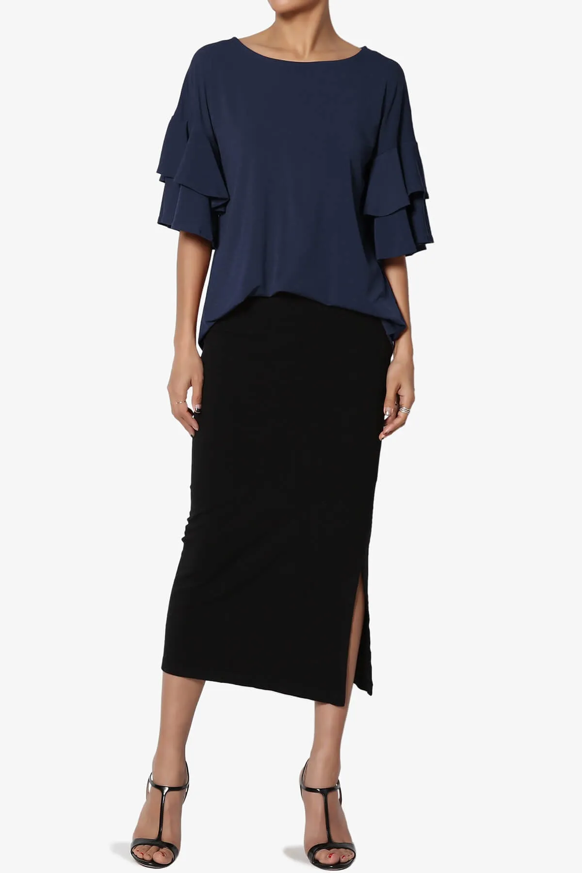 Omere Tiered Bell Sleeve Blouse