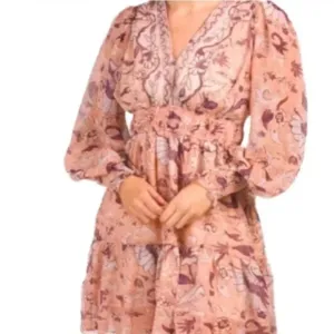O.P.T Floral Boho Long Sleeve Mini Dress Size Medium EUC