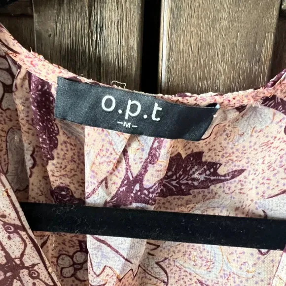 O.P.T Floral Boho Long Sleeve Mini Dress Size Medium EUC