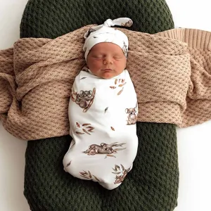 Organic Snuggle Swaddle & Beanie Set - Koala