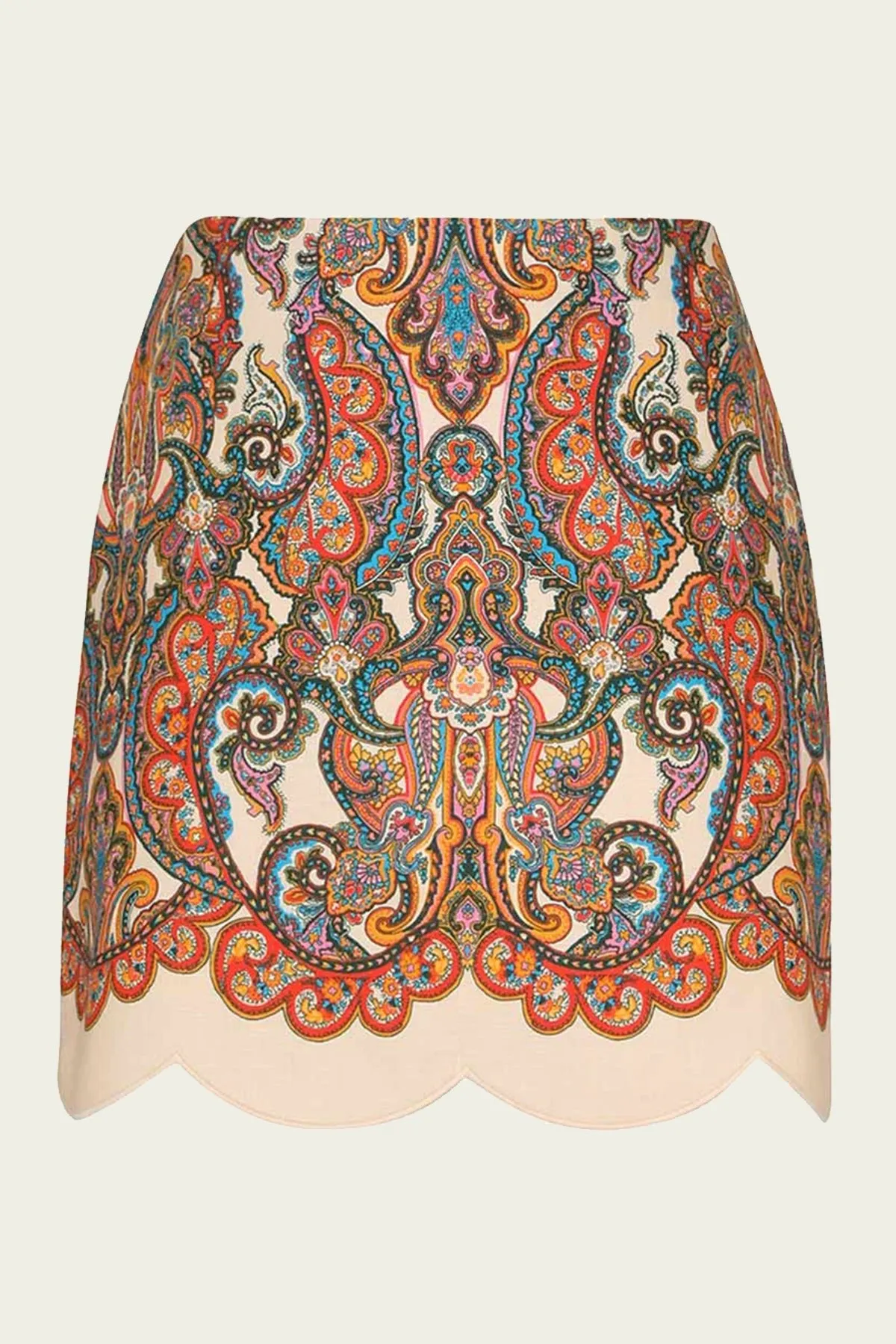 Ottie Scallop Mini Skirt in Multi Paisley
