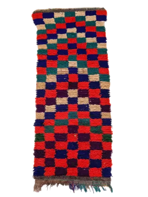 Oued Zem Dynamic Checkered Boucherouite Runner