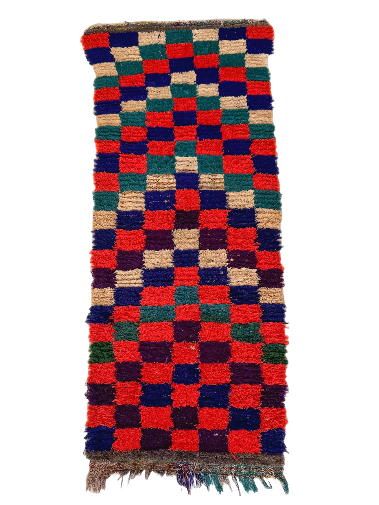 Oued Zem Dynamic Checkered Boucherouite Runner