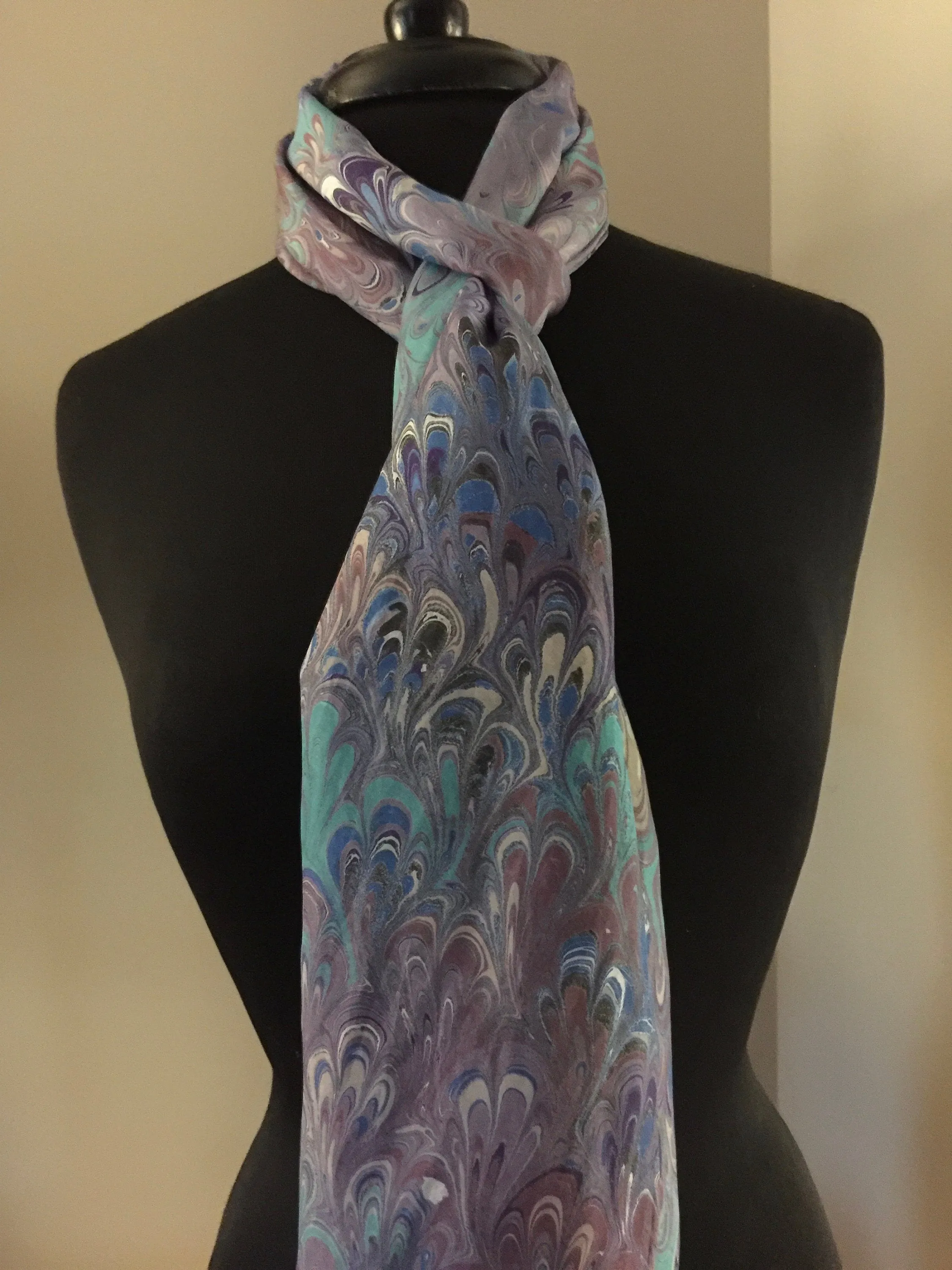 Peacock.  Habotai Silk 14x72”