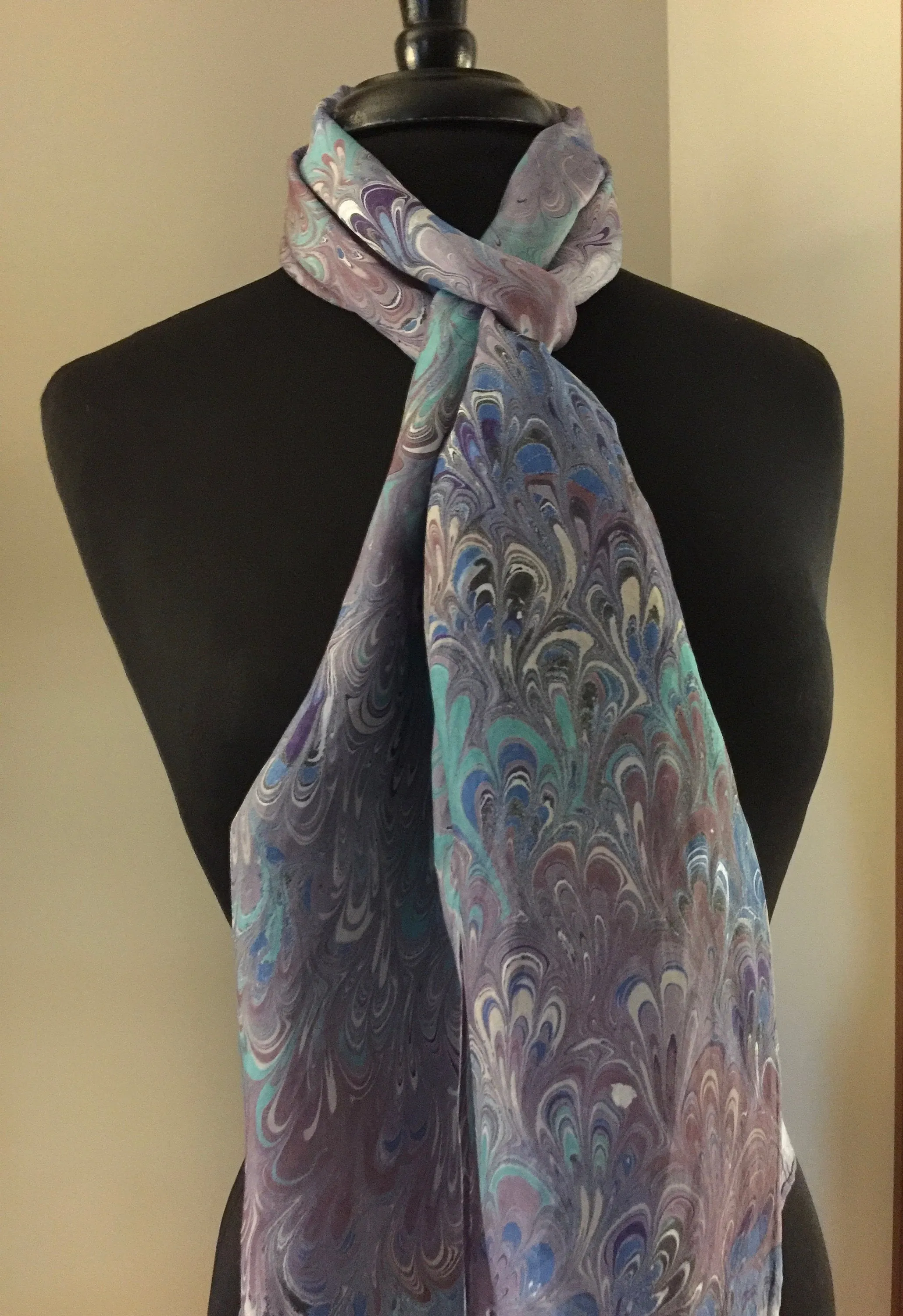 Peacock.  Habotai Silk 14x72”