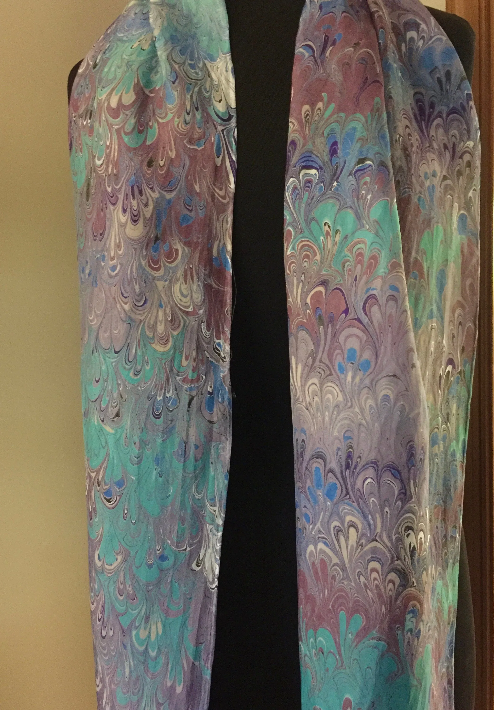 Peacock.  Habotai Silk 14x72”