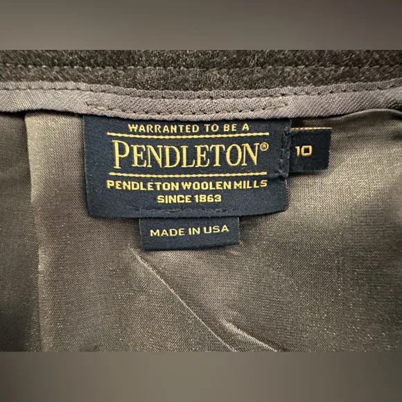 PENDLETON Skirt 100% Wool Flannel Gray Blue Burgundy White Plaid size 10