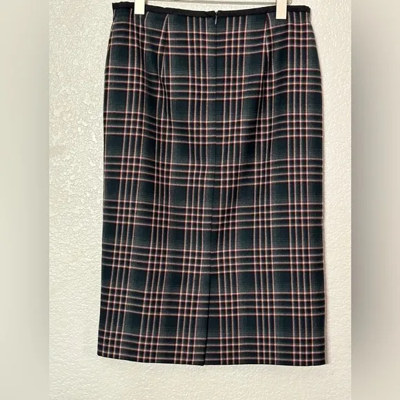 PENDLETON Skirt 100% Wool Flannel Gray Blue Burgundy White Plaid size 10
