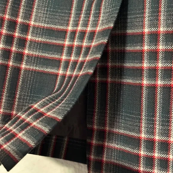 PENDLETON Skirt 100% Wool Flannel Gray Blue Burgundy White Plaid size 10