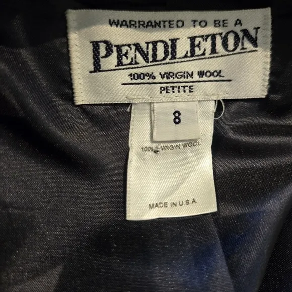 Pendleton Vintage 100% Virgin Wool Black Watch Plaid Collared Jacket - Size 8P