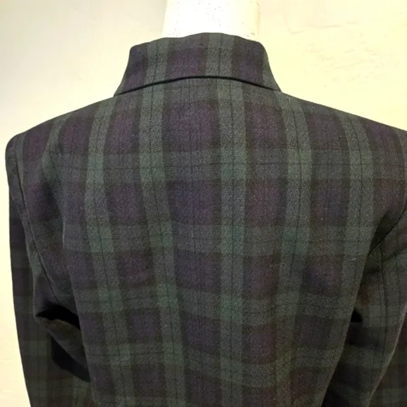 Pendleton Vintage 100% Virgin Wool Black Watch Plaid Collared Jacket - Size 8P