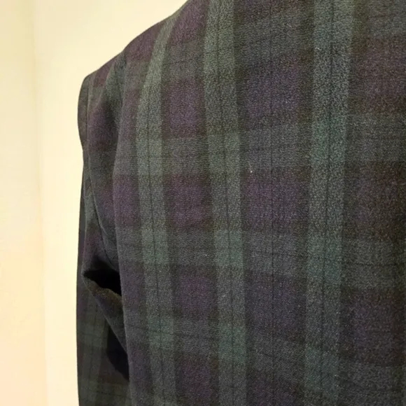 Pendleton Vintage 100% Virgin Wool Black Watch Plaid Collared Jacket - Size 8P