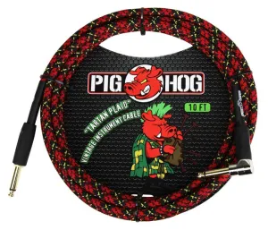 PIG HOG "TARTAN PLAID" INSTRUMENT CABLE, 10FT RIGHT ANGLE