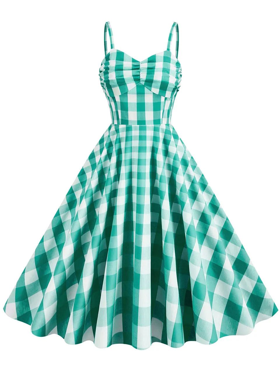 Pink And White Plaid Strap Classis Style Barbie Same Style 1950S Vintage Dress Set
