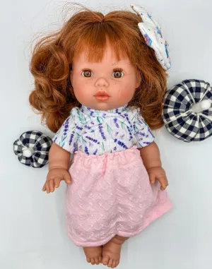 Pink checkered knit Doll Skirt - RTS