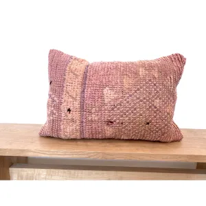 Pink Moroccan lumbar pillow with orange stripe