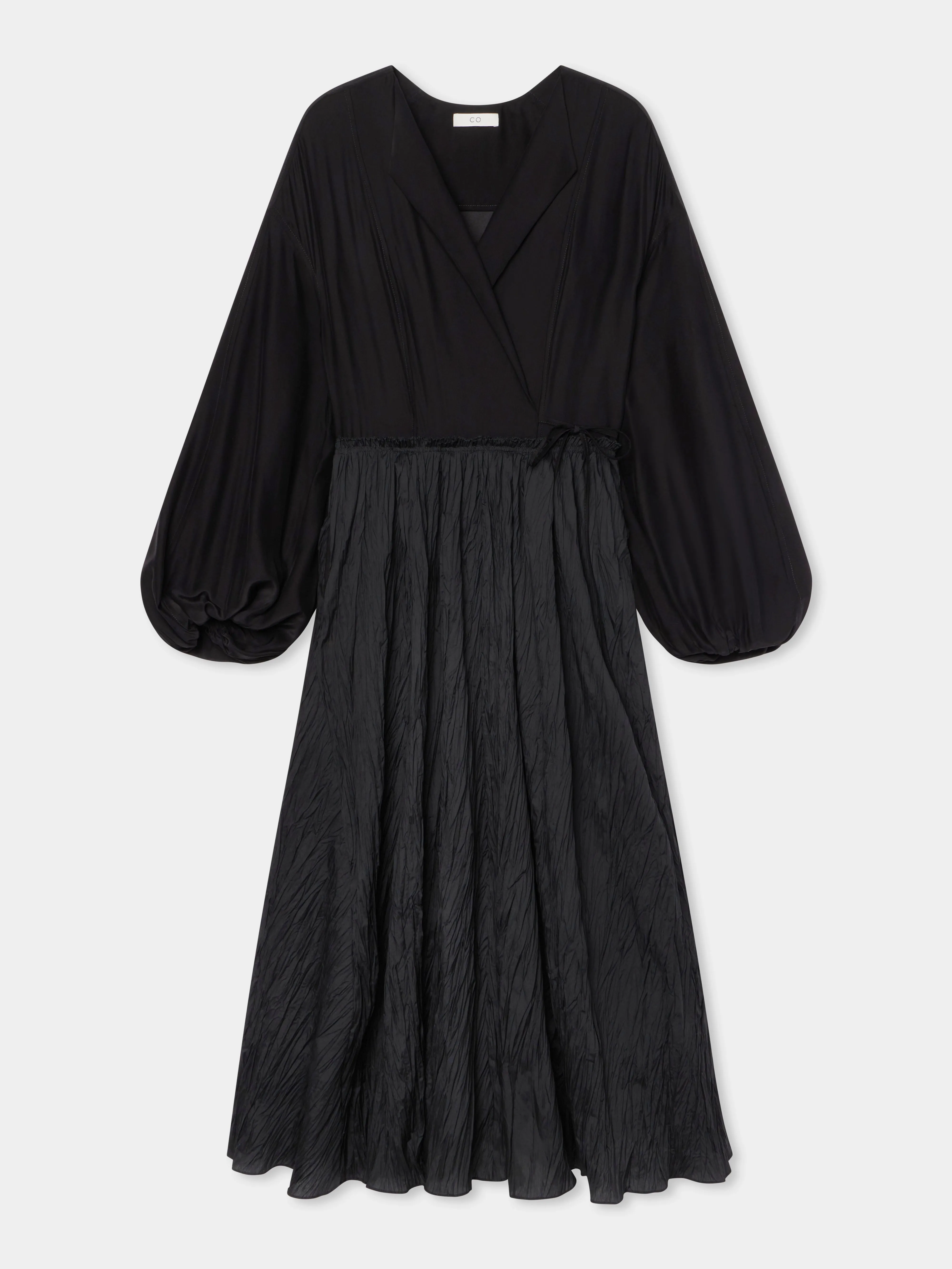 Plissé Wrap Dress - Black
