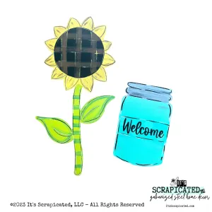 Porch Candy® - SUNFLOWER IN A MASON JAR - BUFFALO PLAID - Design Set