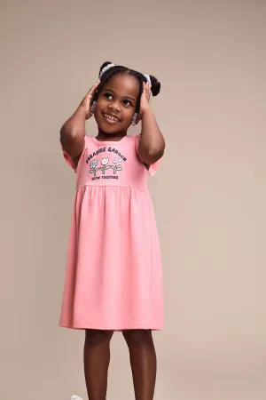 Pre-Girls 2 Pack Plain & Flower Print Skater Dress  - Coral