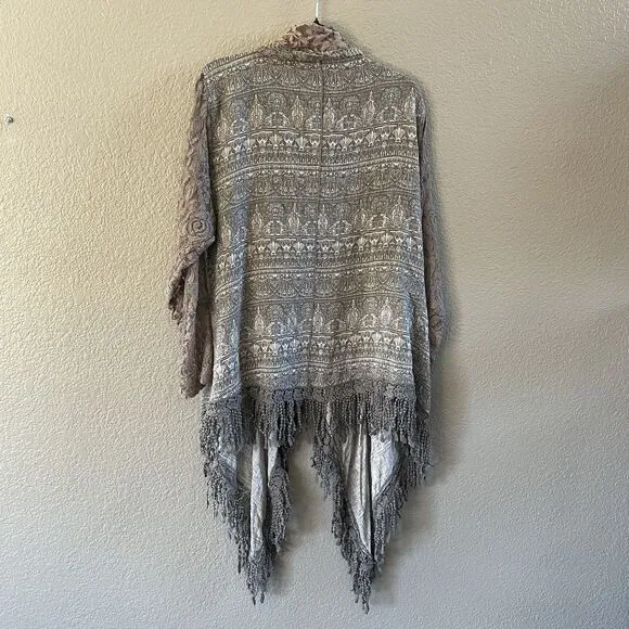 PRETTY ANGEL Cardigan Womens L/XL Brown Lace  Ruffled Boho Whimsigoth Fairycore