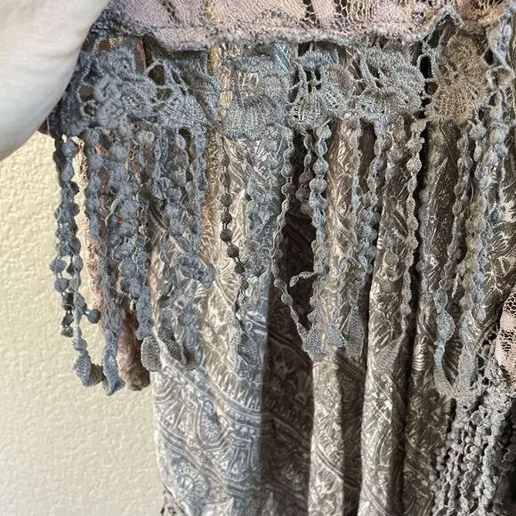 PRETTY ANGEL Cardigan Womens L/XL Brown Lace  Ruffled Boho Whimsigoth Fairycore