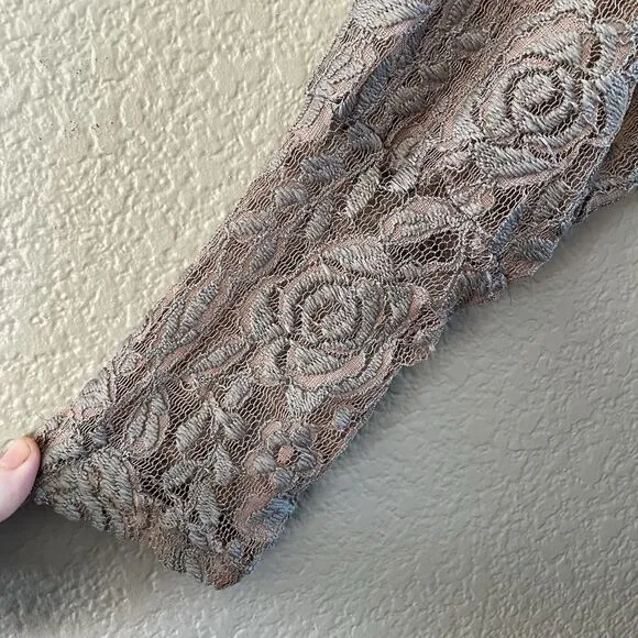 PRETTY ANGEL Cardigan Womens L/XL Brown Lace  Ruffled Boho Whimsigoth Fairycore