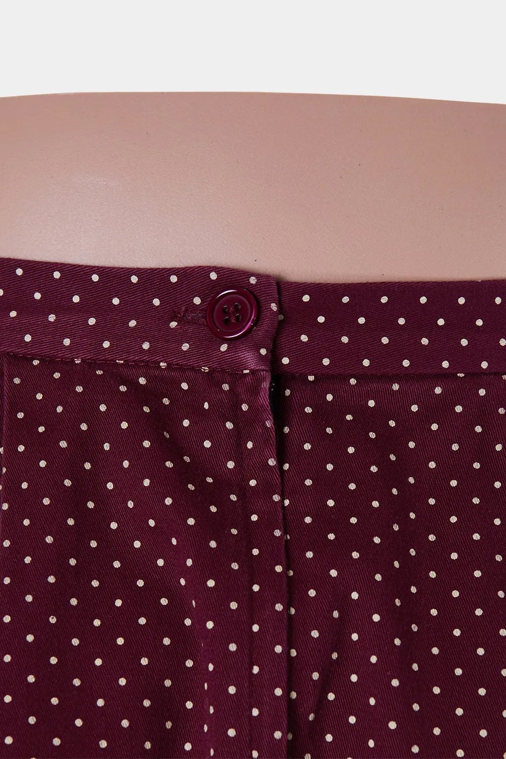 Princess Highway Maroon Polkadot Skater Skirt