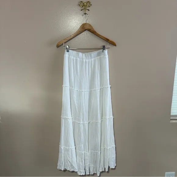 Princess Polly Miriah White Tiered Maxi Skirt Size 8 Boho Summer Spring