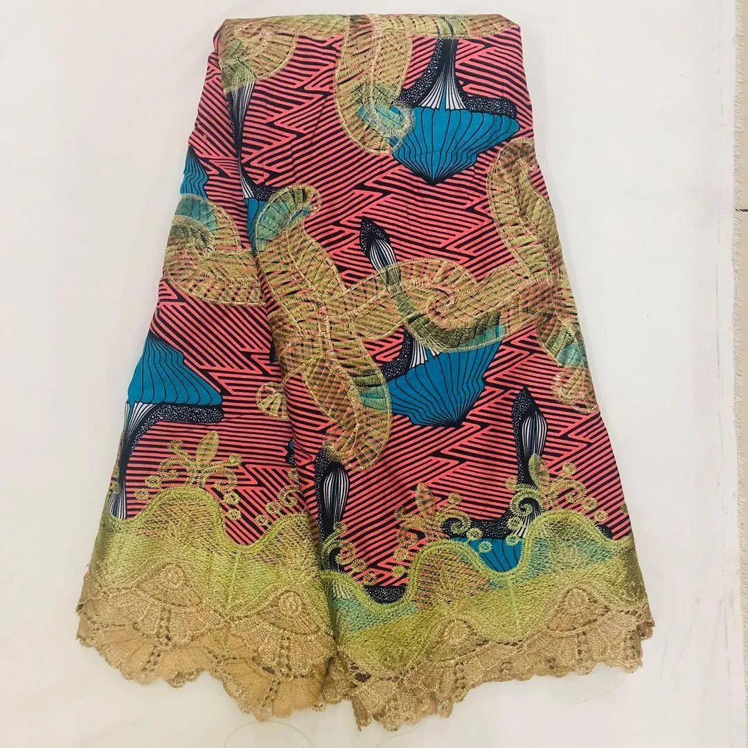 Printed Cotton Laces With Embroidery Net Lace - Misty Colored