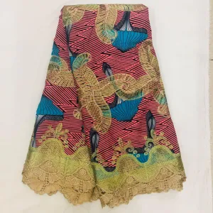 Printed Cotton Laces With Embroidery Net Lace - Misty Colored