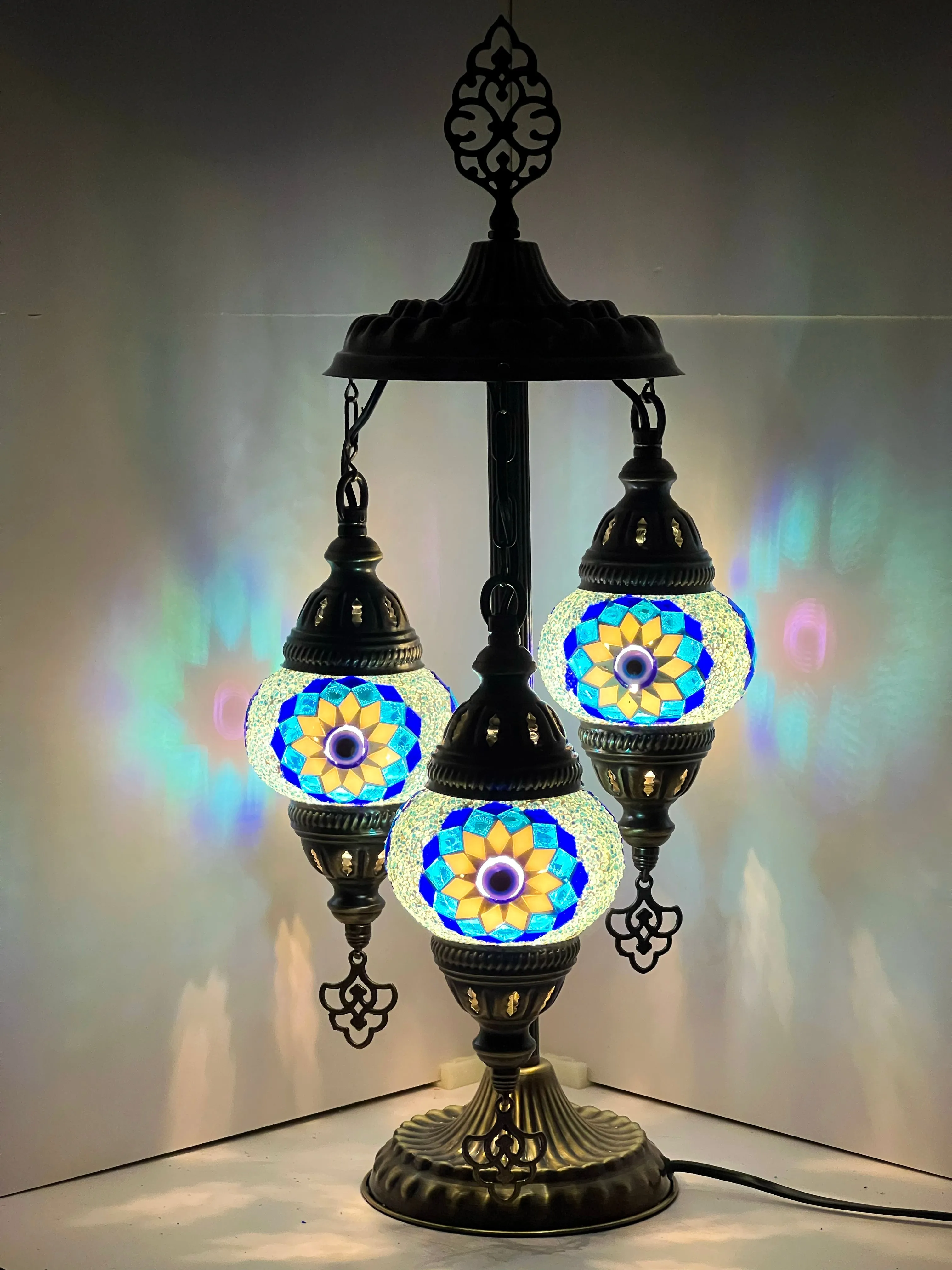 Protection Evil Eye Handcrafted 3 Tiered Mosaic Table Lamp