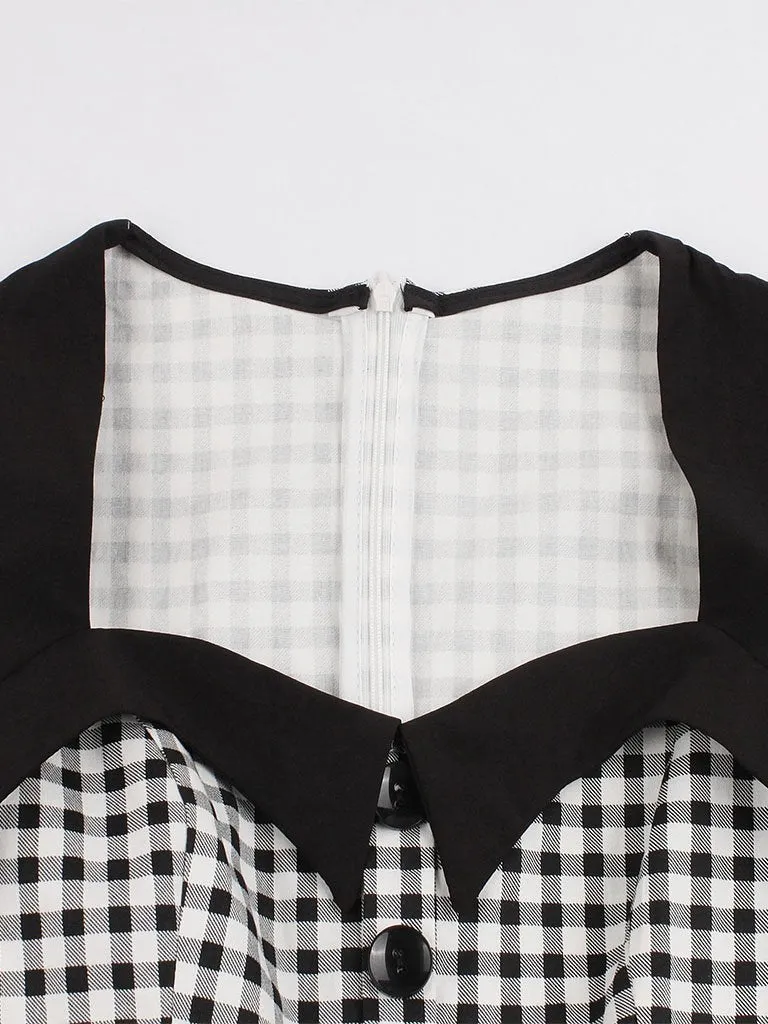 Queen Collar Plaid 1950s Vintage Dress