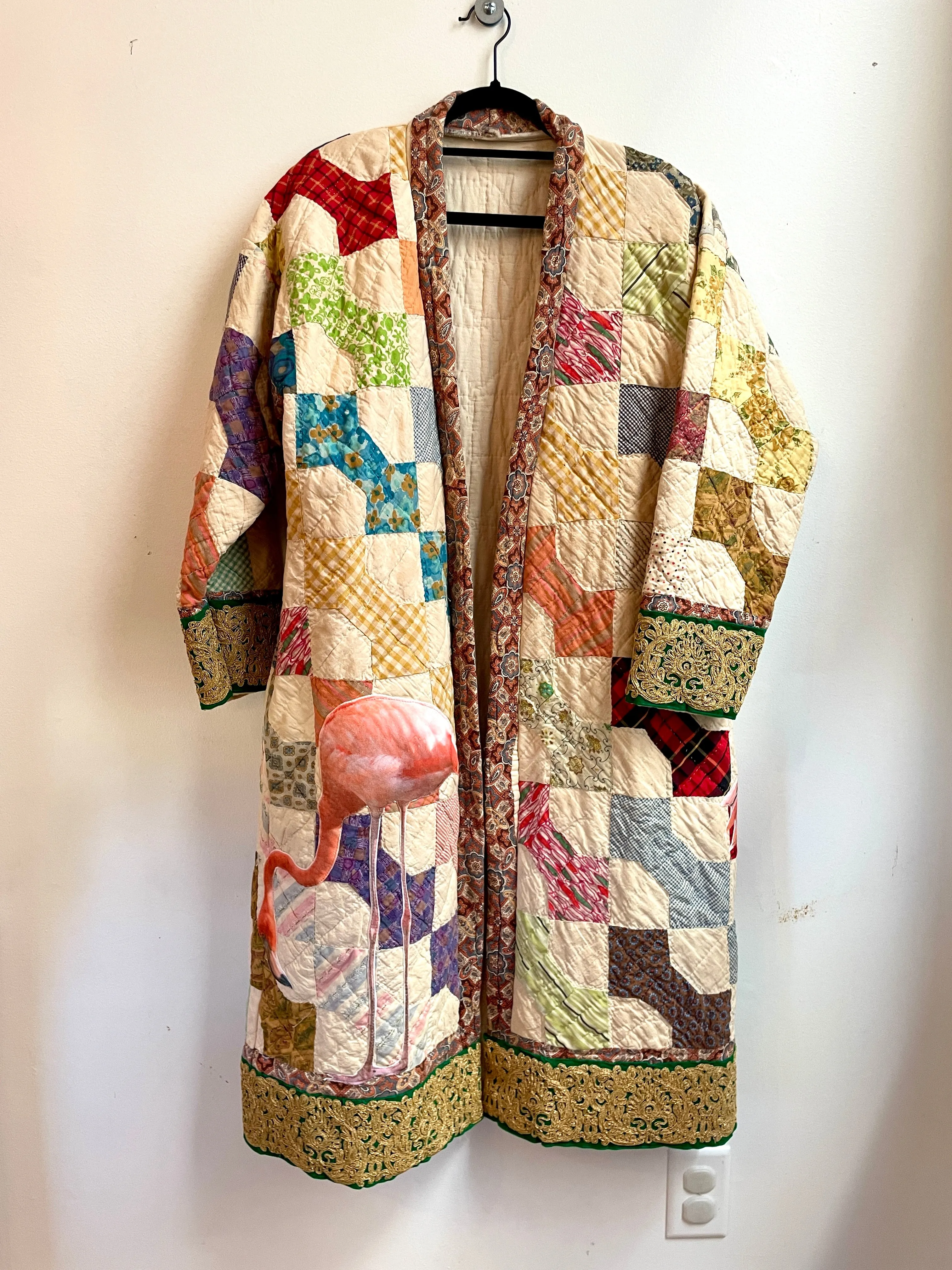 Quilted Caftan with Flamingo Applique's