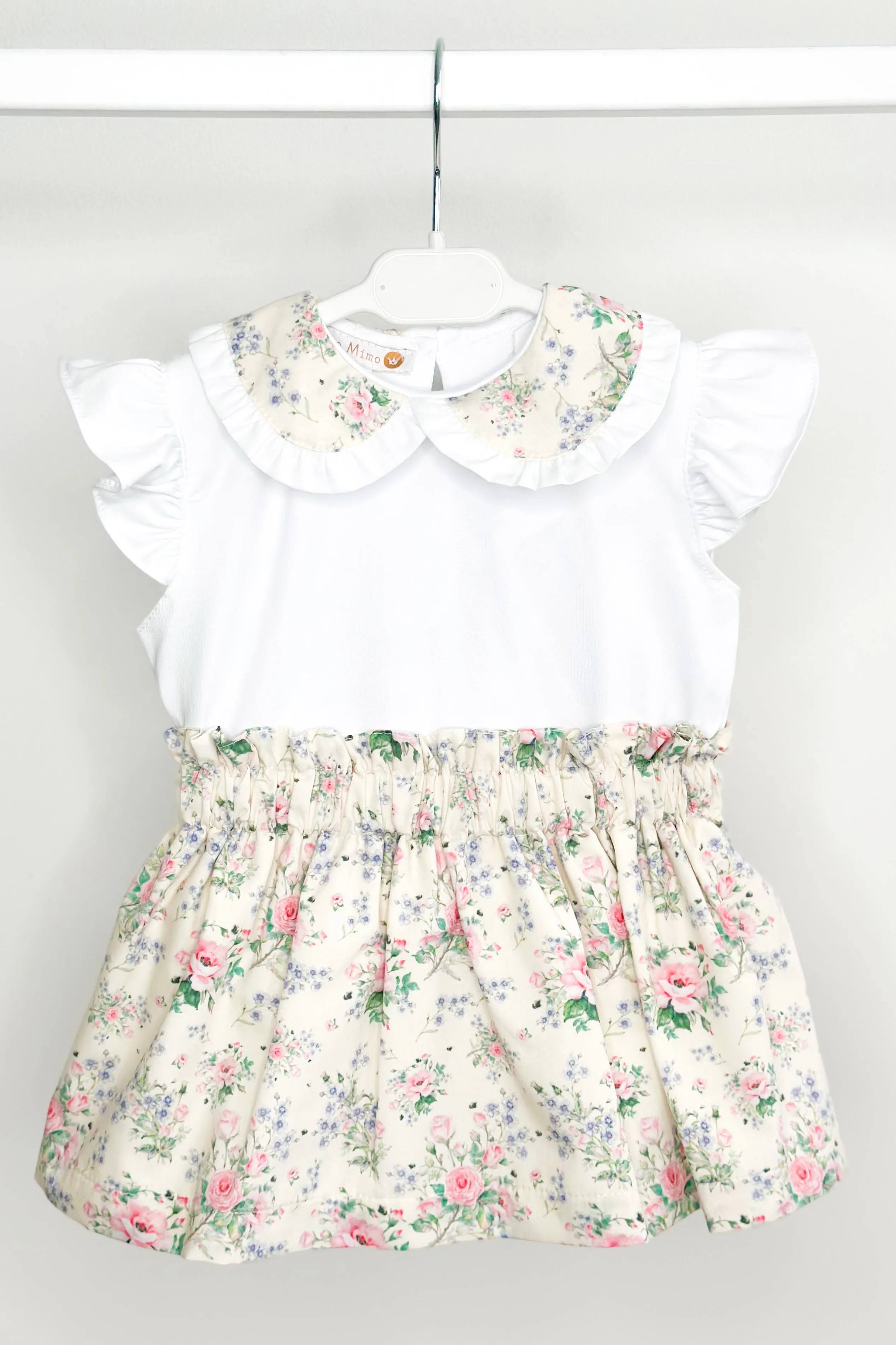 "Adelyn" Pale Lemon & Pink Vintage Floral Top & Skirt