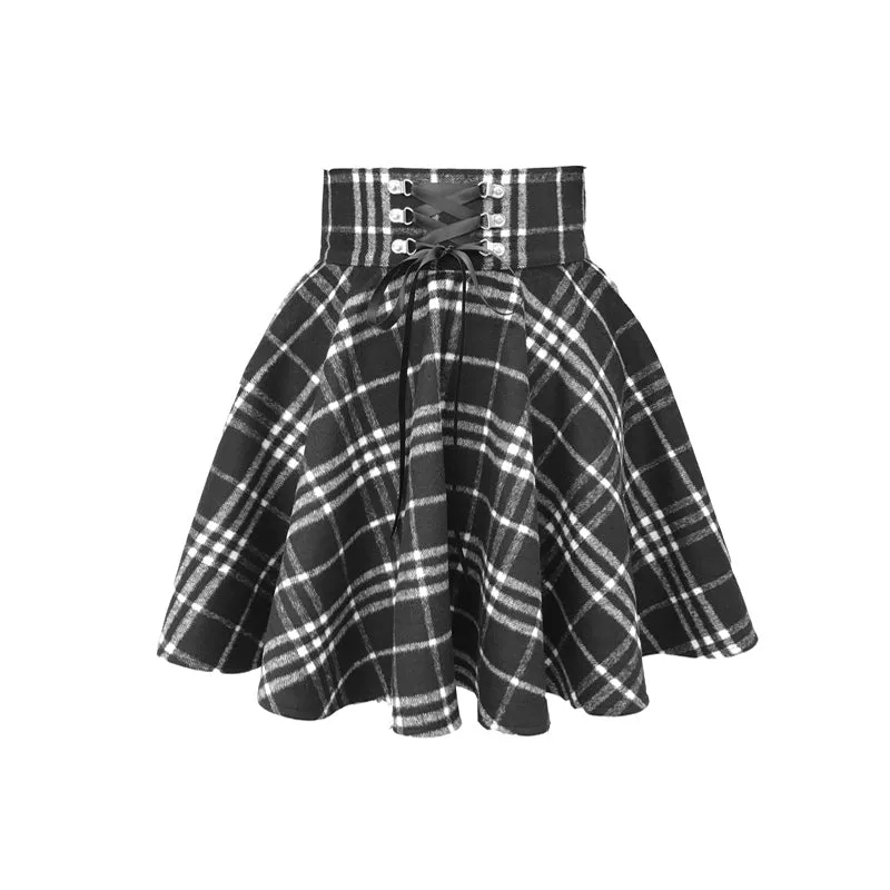 "BLACK CUTE EAR" HOODIE / PLAID SKIRT K111901