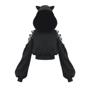 "BLACK CUTE EAR" HOODIE / PLAID SKIRT K111901