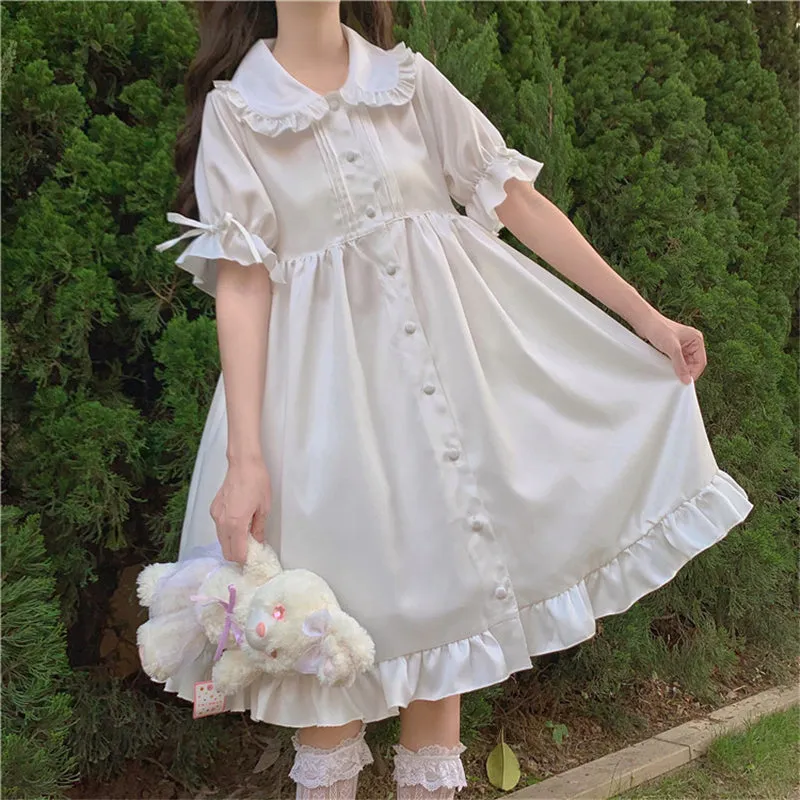 "CUTE DOLL COLLAR RUFFLED WHITE" DRESS N041205